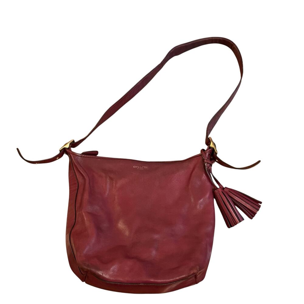 Coach 19889 Large Raspberry Legacy Duffle Bag Tassel Detail Zip Closure